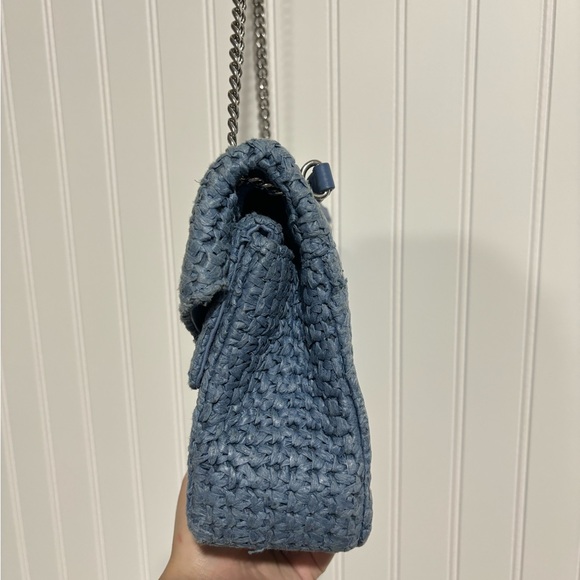 Sandro Light Blue Woven Shoulder Bag with Chain Strap main image 0